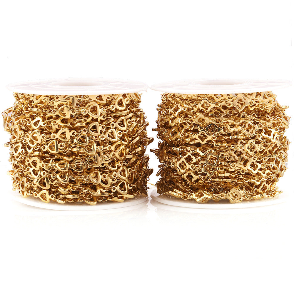 C1404 Heart and Clover Stainless Steel Bulk Chain for DIY