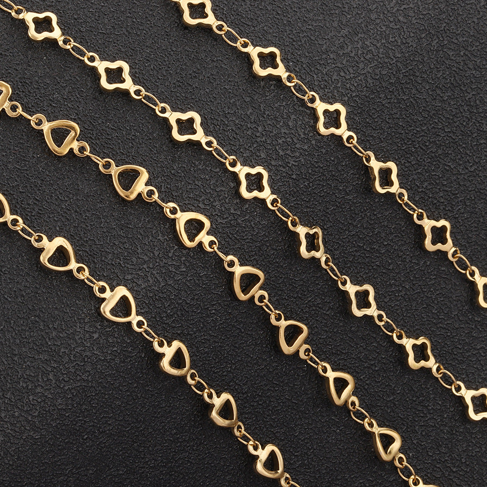 C1404 Heart and Clover Stainless Steel Bulk Chain for DIY