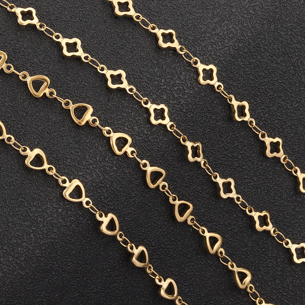 H1404 Heart and Clover Stainless Steel Bulk Chain for DIY