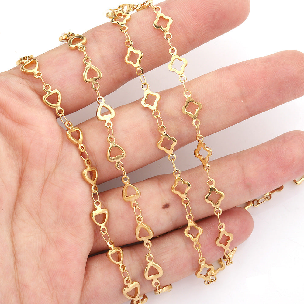 C1404 Heart and Clover Stainless Steel Bulk Chain for DIY