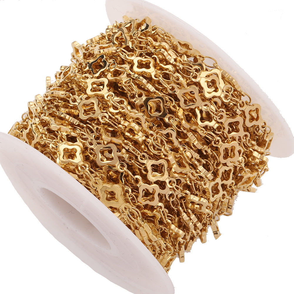 C1404 Heart and Clover Stainless Steel Bulk Chain for DIY