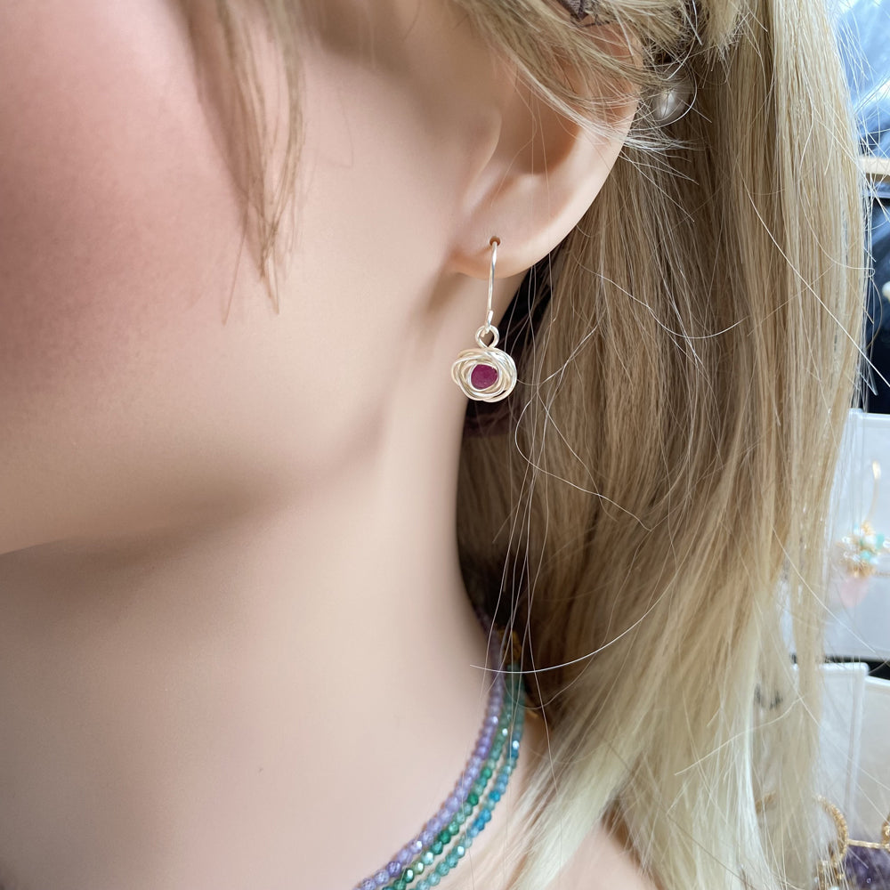 Handmade Sterling silver wrap flower earring,S925 silver jewelry set,silver earring