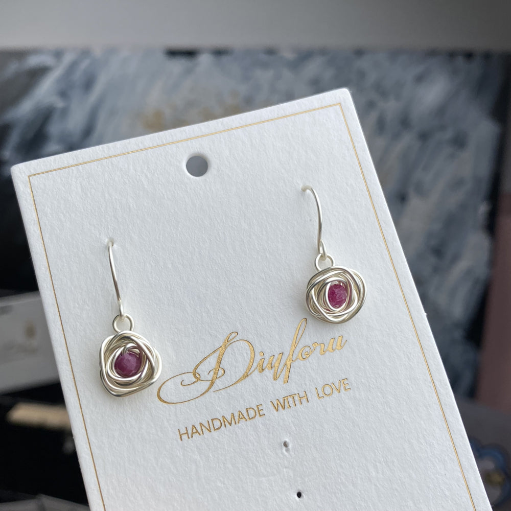 Handmade Sterling silver wrap flower earring,S925 silver jewelry set,silver earring