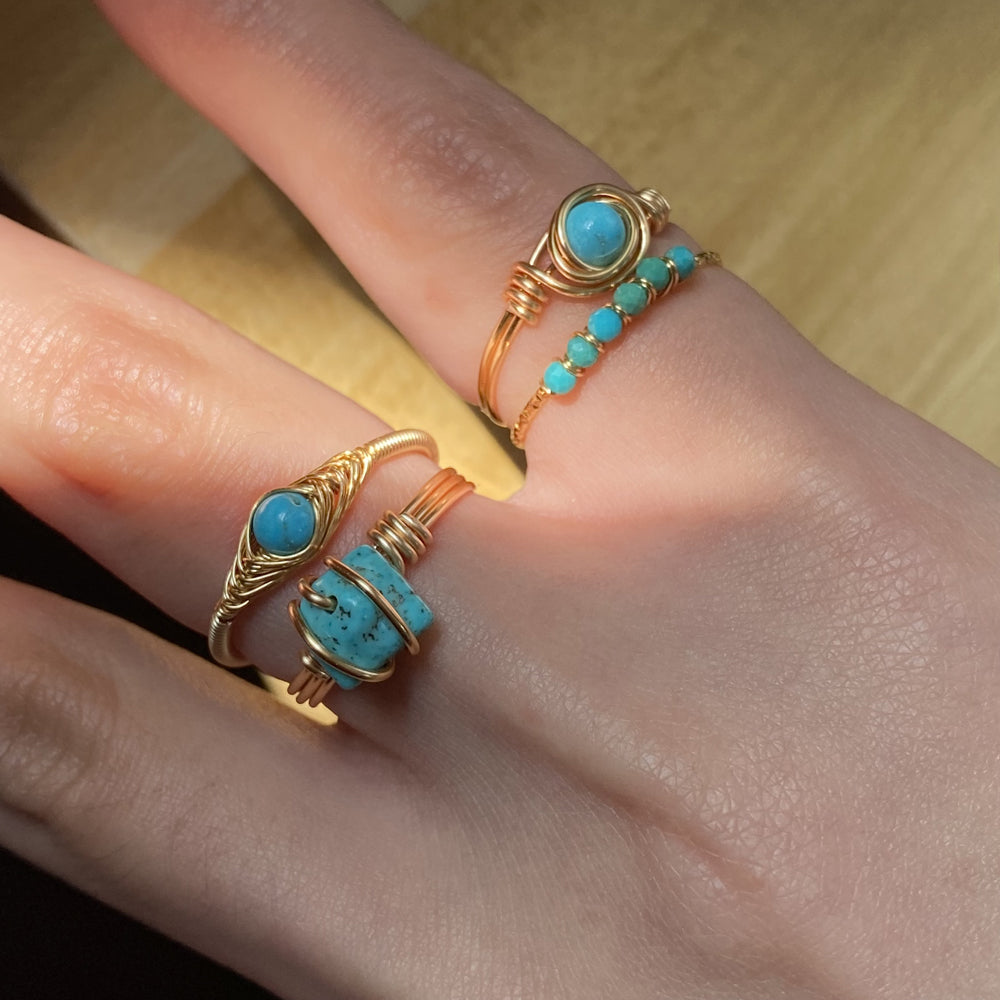 Wire wrapped Turquoise Handcrafted Rings