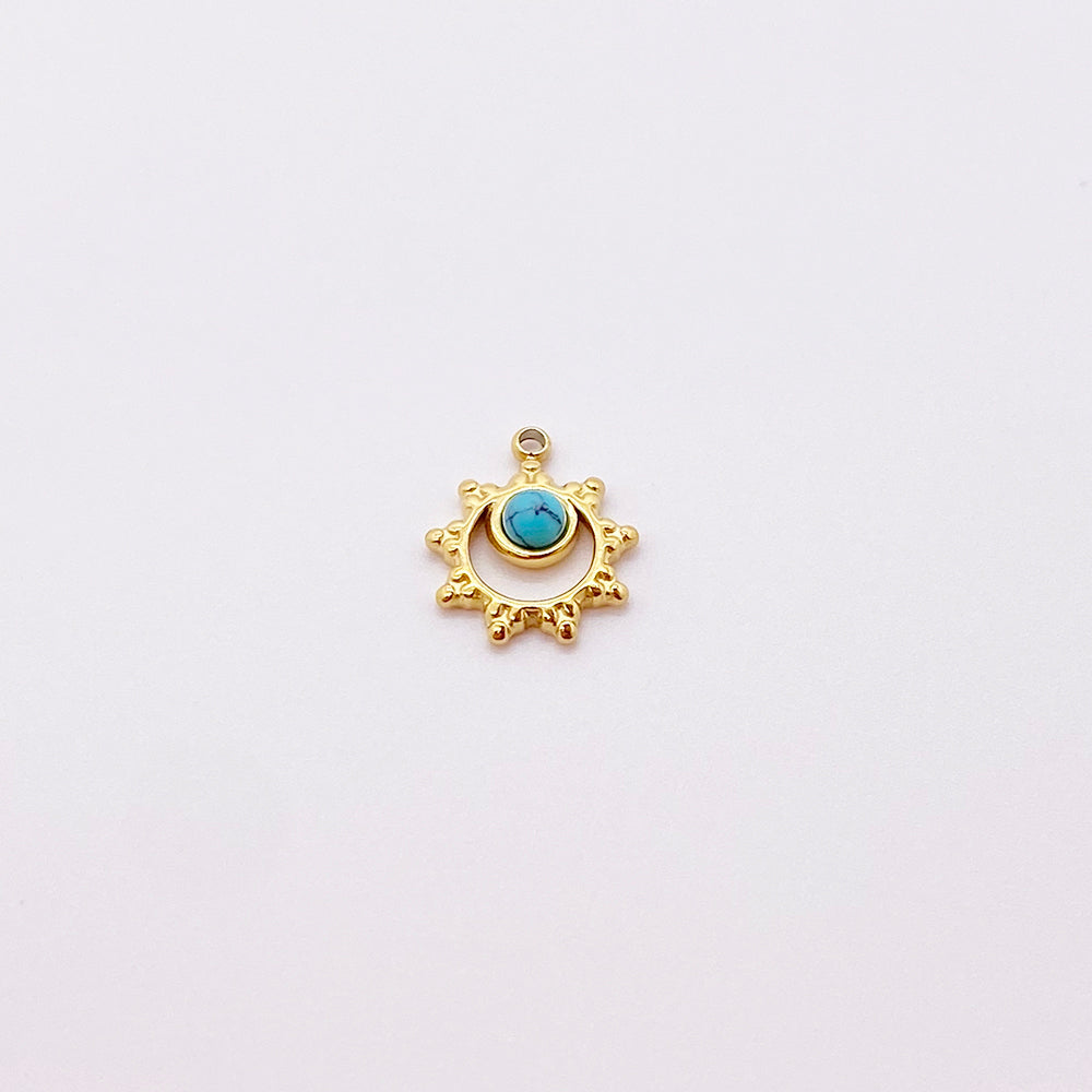 2533 Moon and Turquoise sun charm