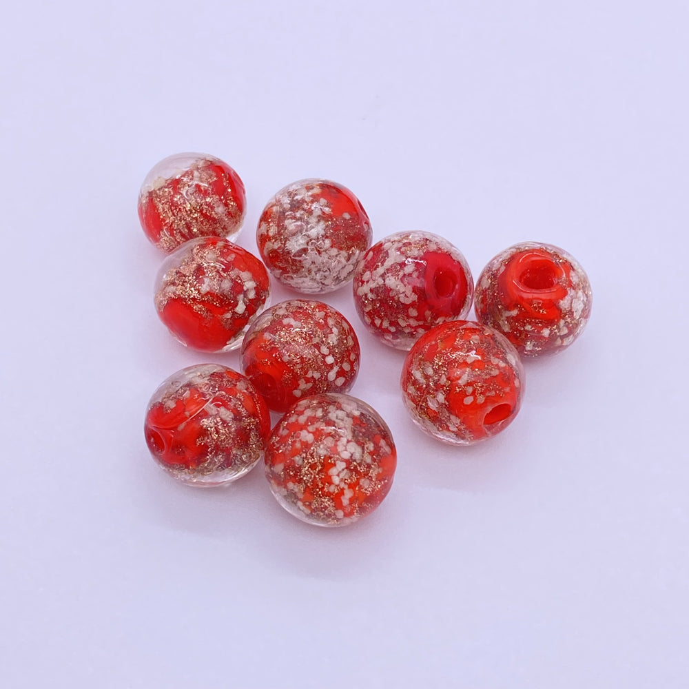 10pcs Red luminous handmade glaze beads