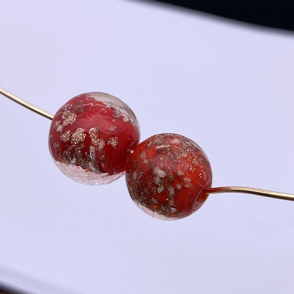 10pcs Red luminous handmade glaze beads