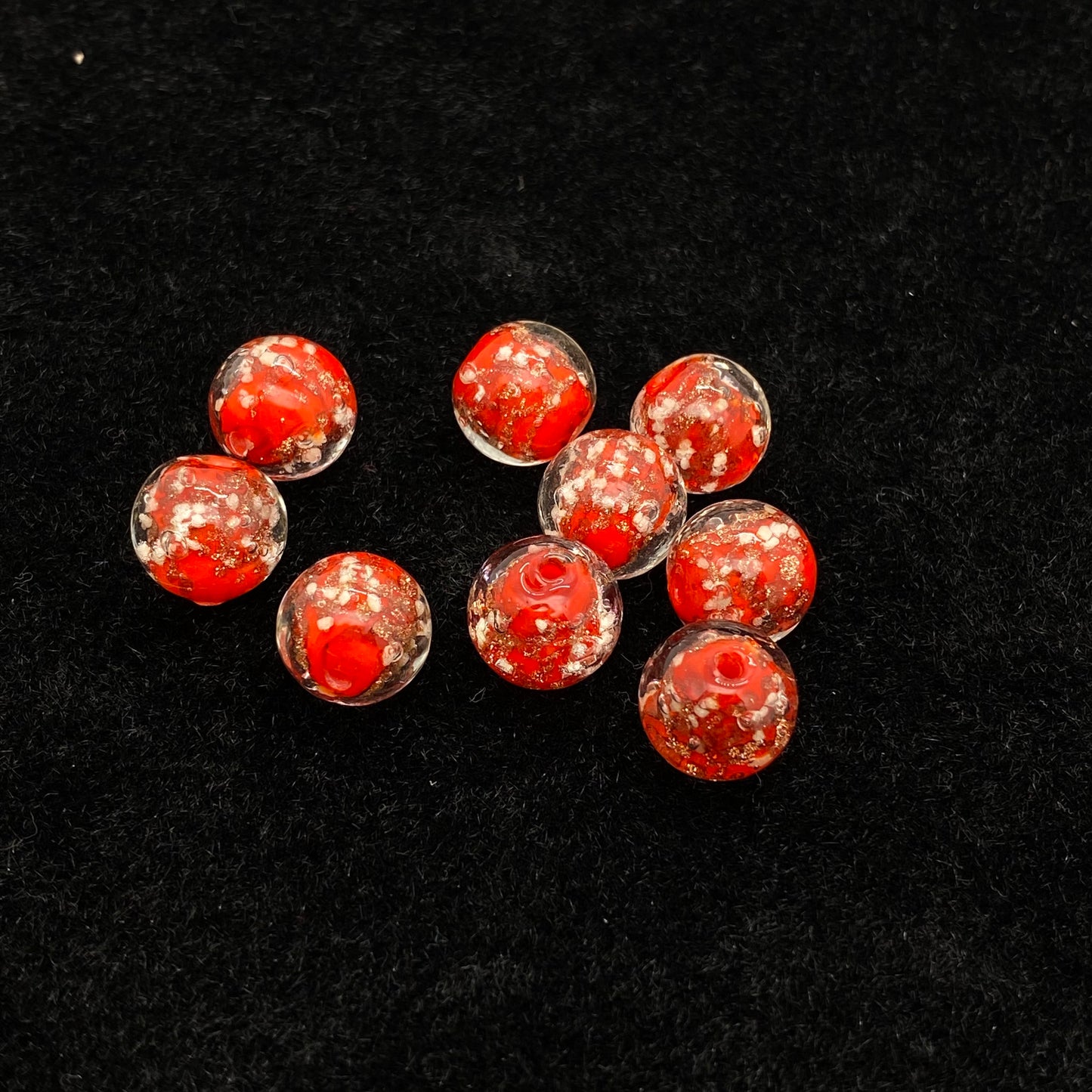 10pcs Red luminous handmade glaze beads