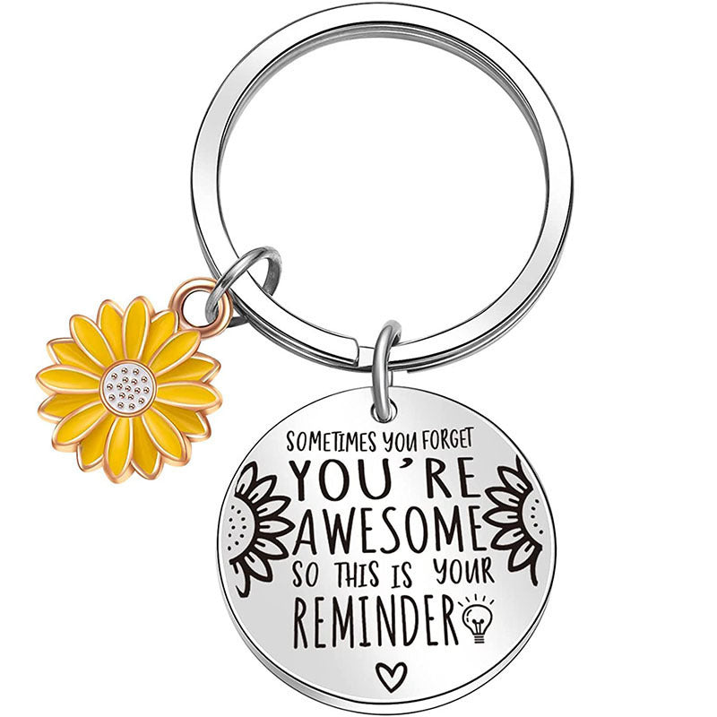 Sunflower Words Keychain Good Gift Stainless Steel Keychain