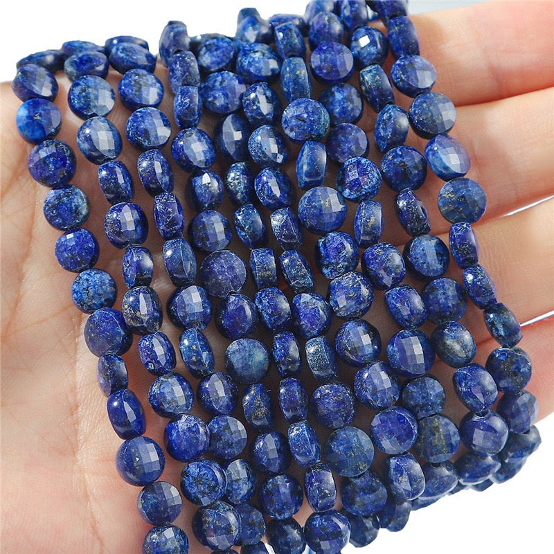 6mm FLAT faceted stone beads