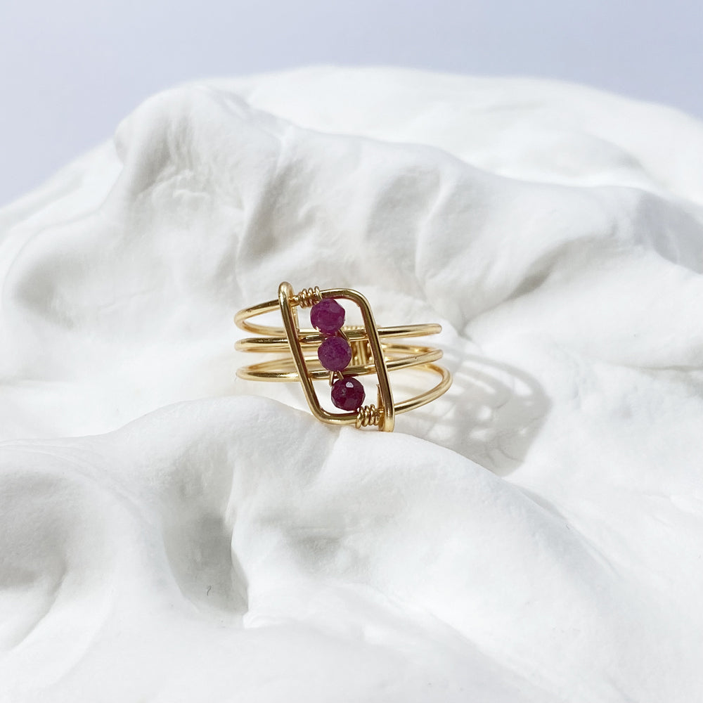 Ruby Rings,Mixed style wire wrapped ruby rings,boho style rings,unique design gift