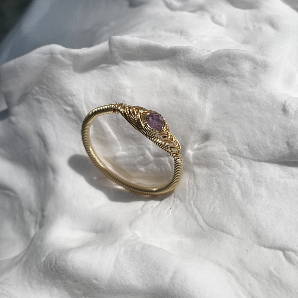 Purple Rings,Amethyst Crystal rings made by hand,Non-Tarnish wire wrap rings for girls