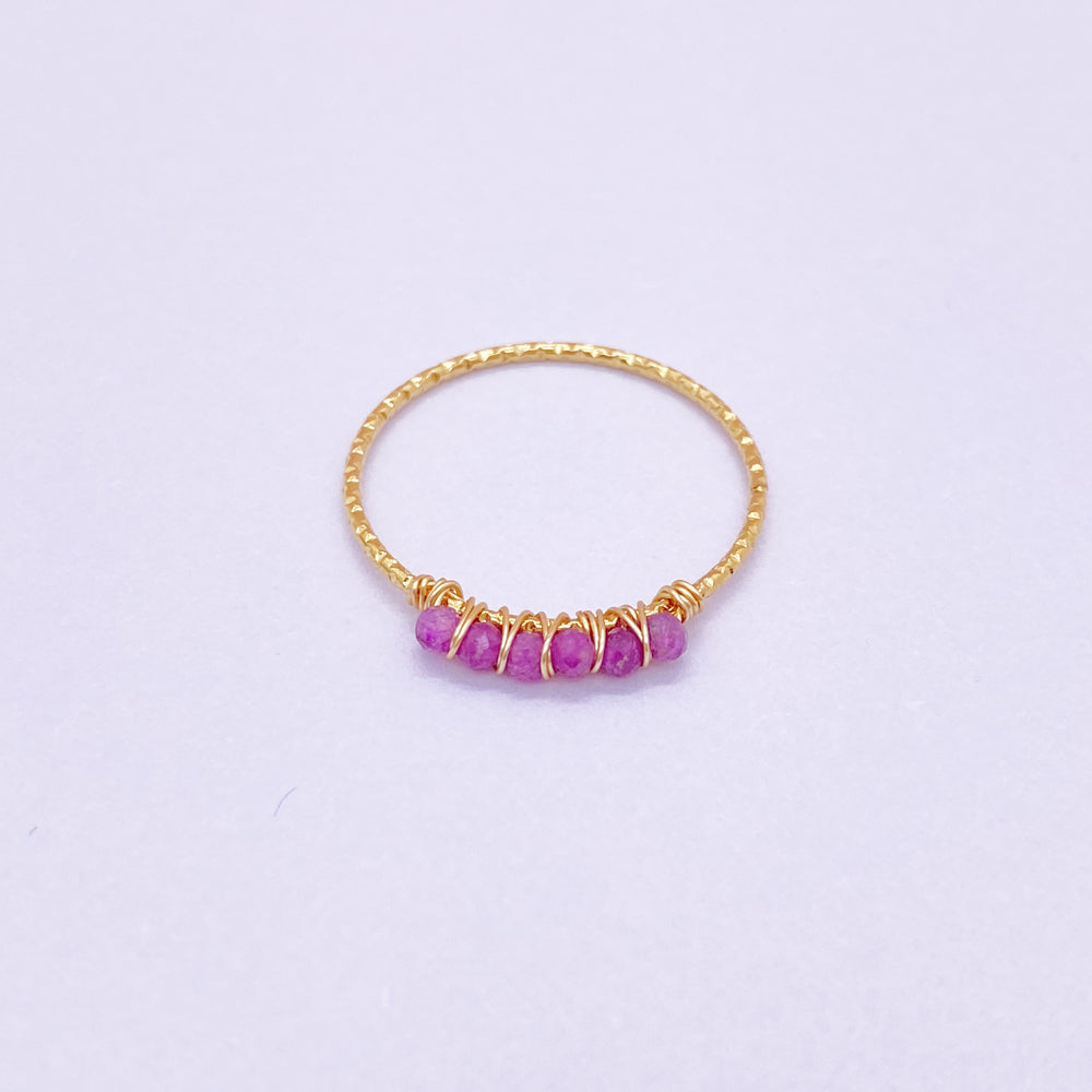 Thin ring with colorful gemstone,wire wrapped ring,wire ring for girls