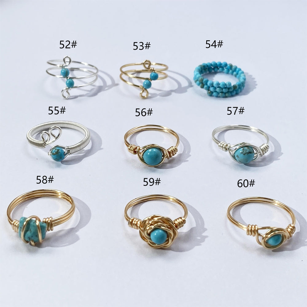 Turquoise Rings ,Wire wrapped jewelry ,handmade ring,Boho style for women