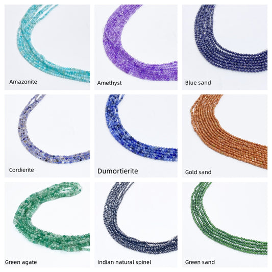 A MIX 2mm Natural Faceted stone beads for jewelry DIY