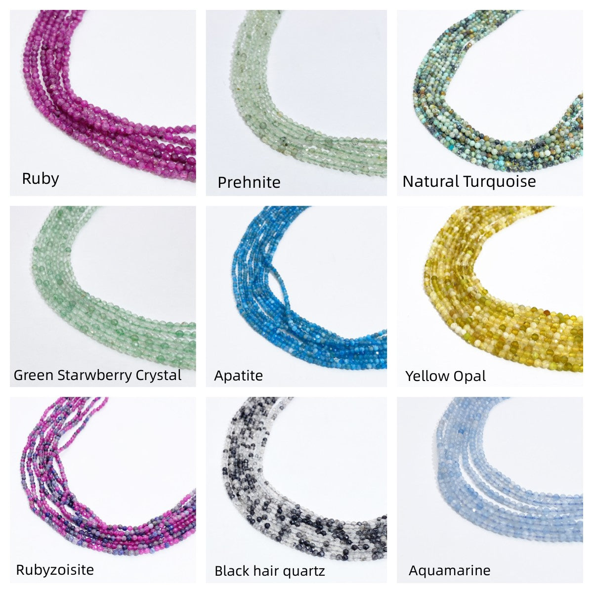 B MIX 2mm Natural Faceted stone beads for jewelry DIY