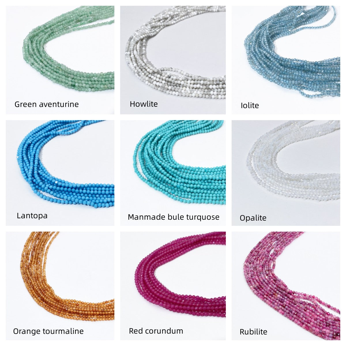 C MIX 2mm Natural Faceted stone beads for jewelry DIY