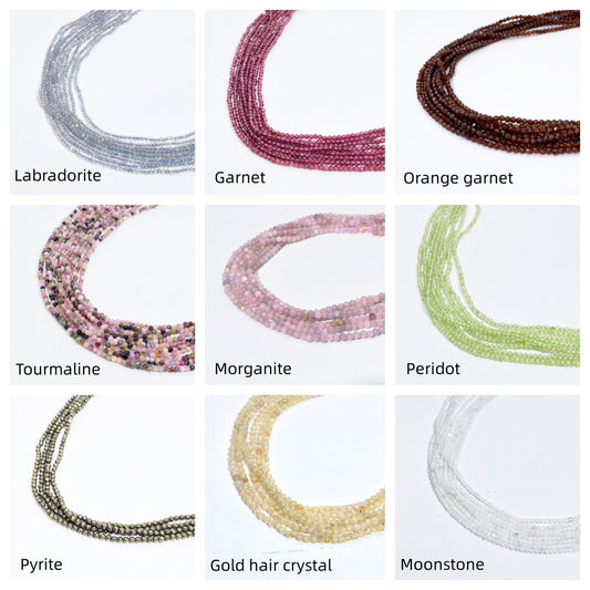 B MIX 2mm Natural Faceted stone beads for jewelry DIY