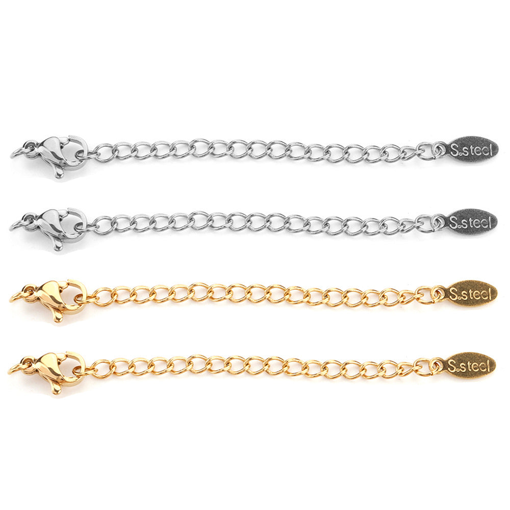 10pcs/pack lobster clasp and adjust chain set -Vacuum Plating Waterproof Stainless steel