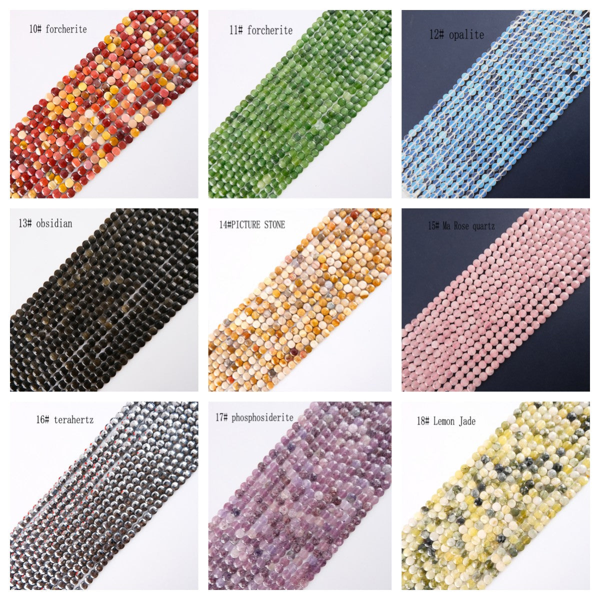 6mm FLAT faceted stone beads