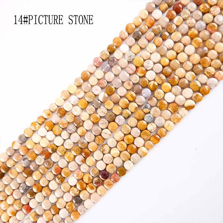 6mm FLAT faceted stone beads