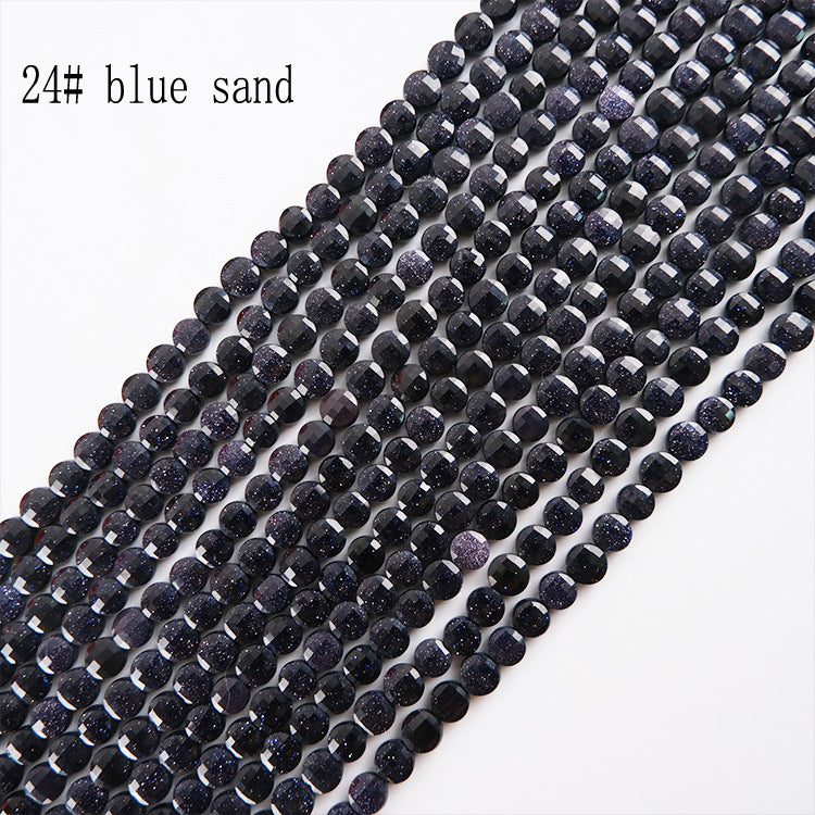 6mm FLAT faceted stone beads