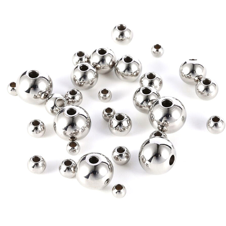 50pcs/pack Round Spacer Beads-Vacuum Plating Waterproof Stainless steel beads