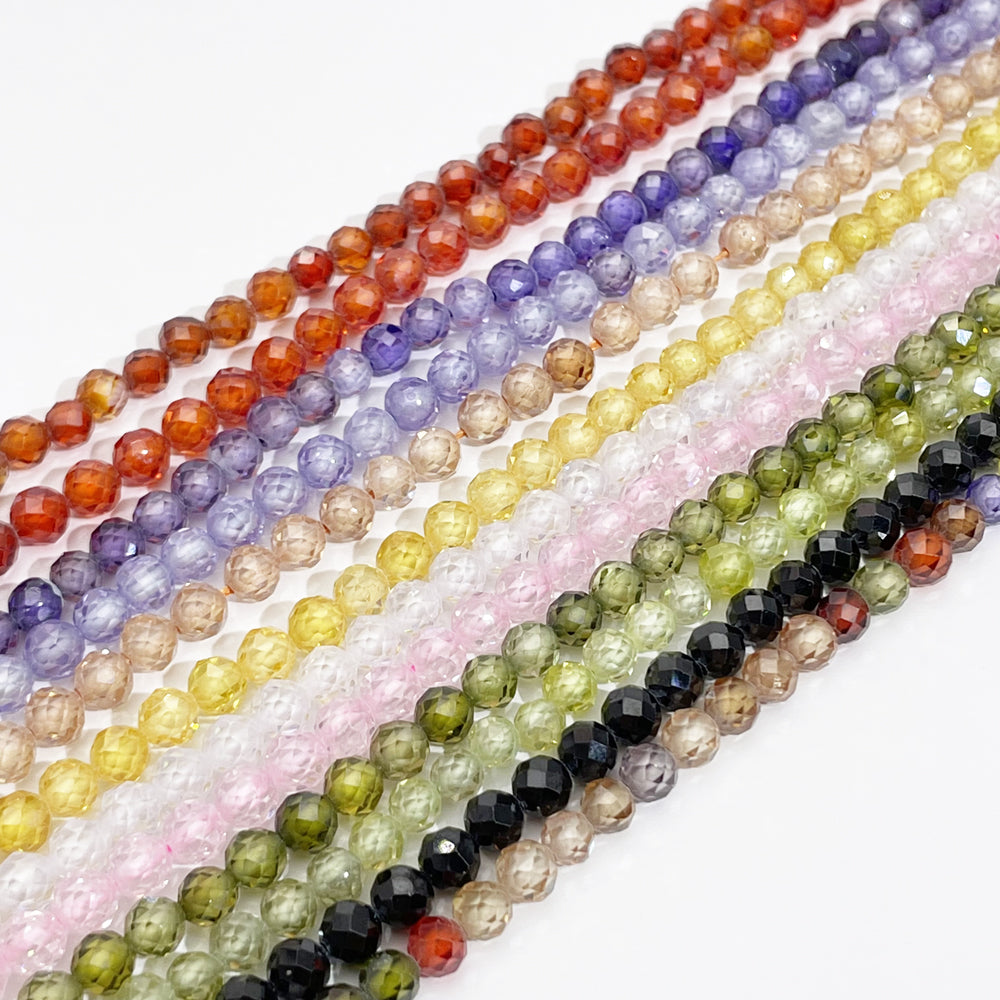 Tiny Cubic Zircon Micro Faceted Beads 2mm 3mm 4mm