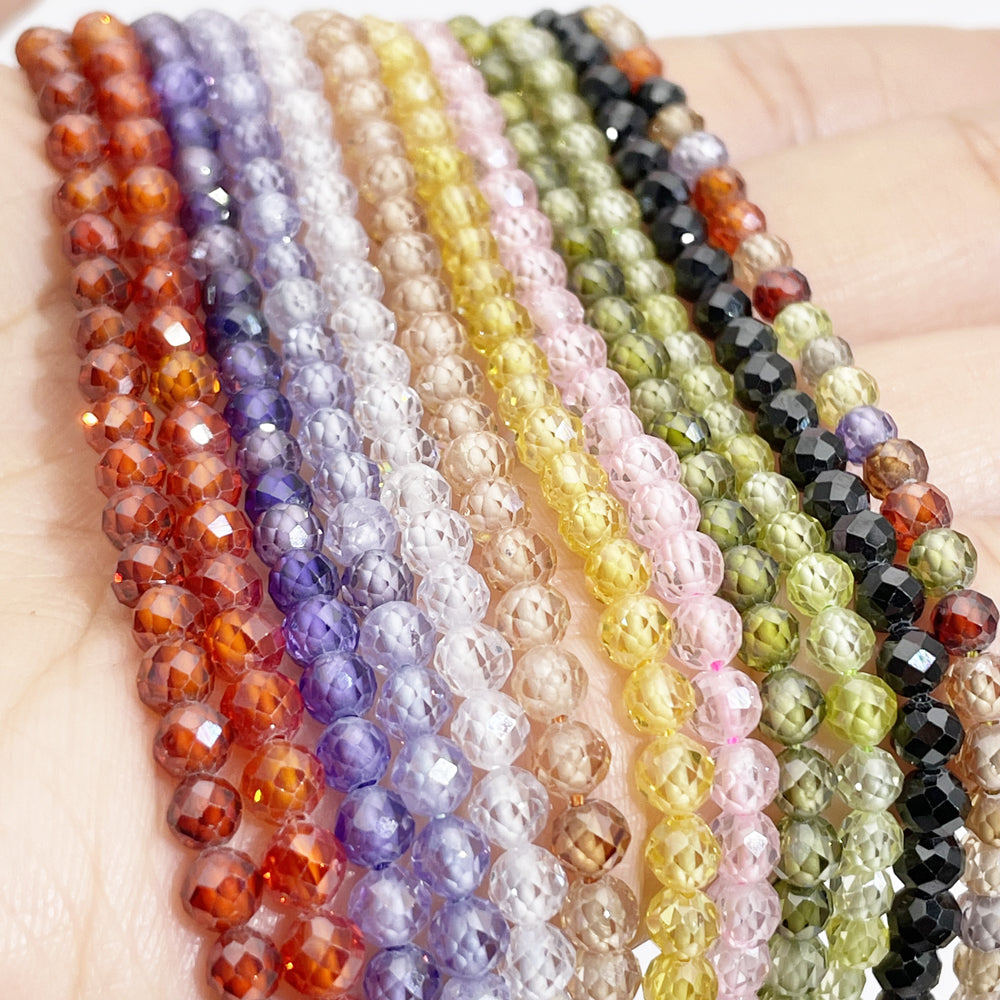 Tiny Cubic Zircon Micro Faceted Beads 2mm 3mm 4mm