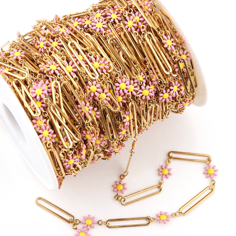 C1290 Daisy Enamel Chain-Vacuum Plating Waterproof Stainless steel chain