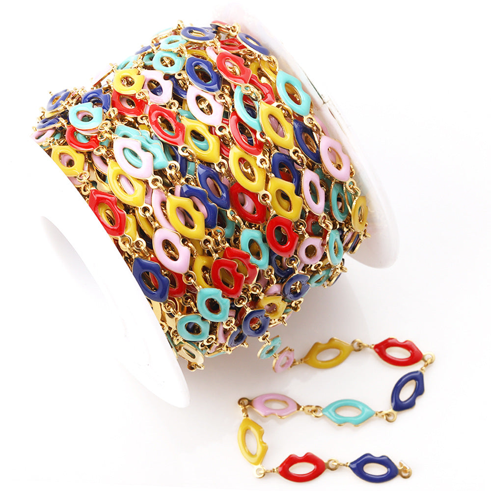 Colored enamelled stainless Steel lip chain