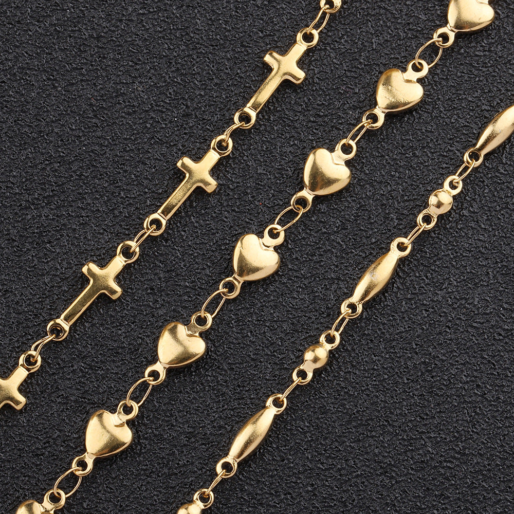 C1223 Heart Chain -Vacuum Plating Waterproof Stainless steel chain