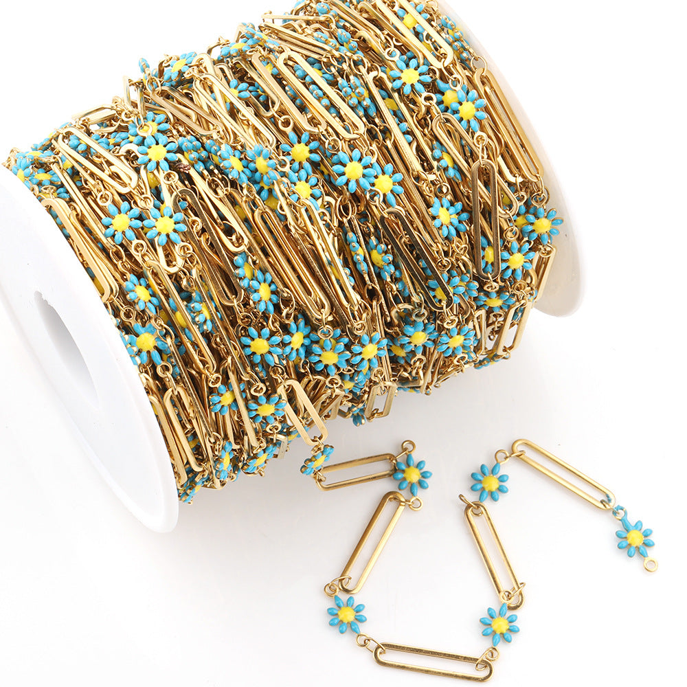 C1290 Daisy Enamel Chain-Vacuum Plating Waterproof Stainless steel chain