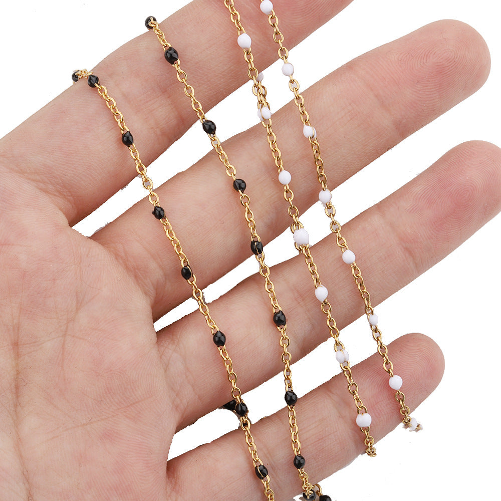 C15 Black and White Enamel Chain-Vacuum Plating Waterproof Stainless steel chain