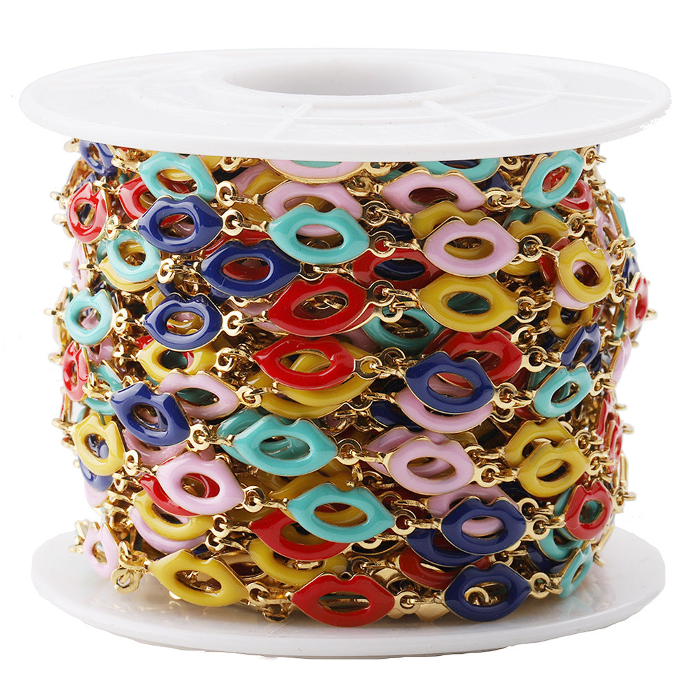 Colored enamelled stainless Steel lip chain