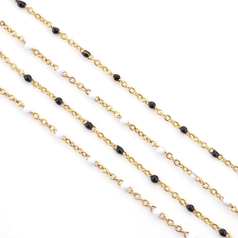 C15 Black and White Enamel Chain-Vacuum Plating Waterproof Stainless steel chain