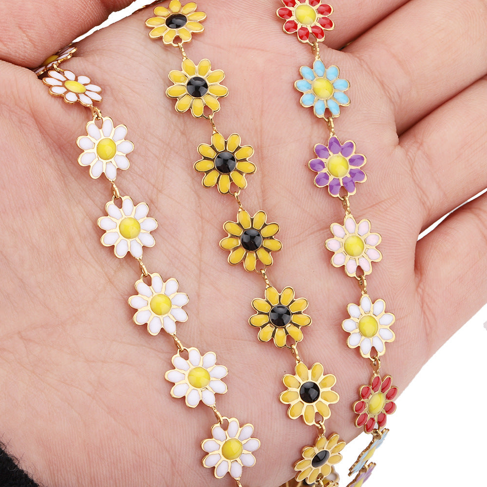 C26 Daisy Enamel Chain-Vacuum Plating Waterproof Stainless steel chain