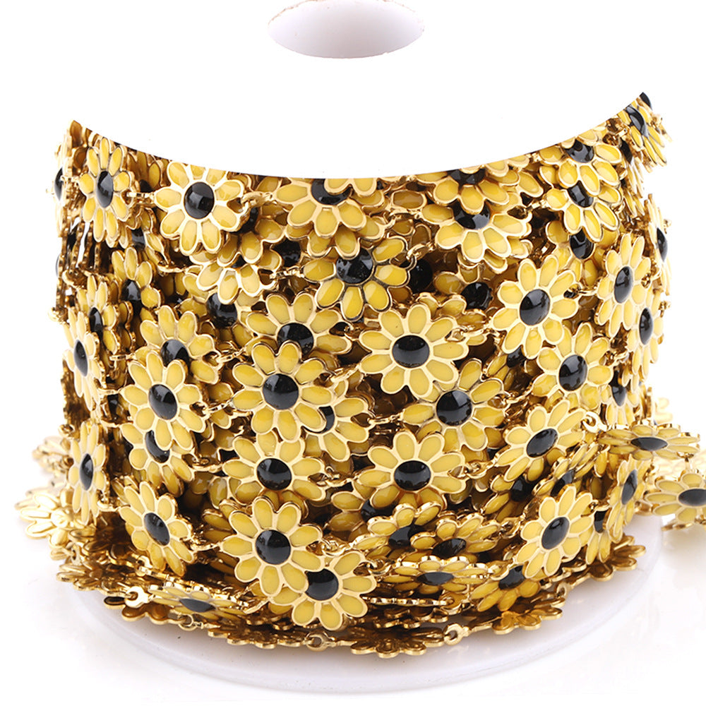 C26 Daisy Enamel Chain-Vacuum Plating Waterproof Stainless steel chain