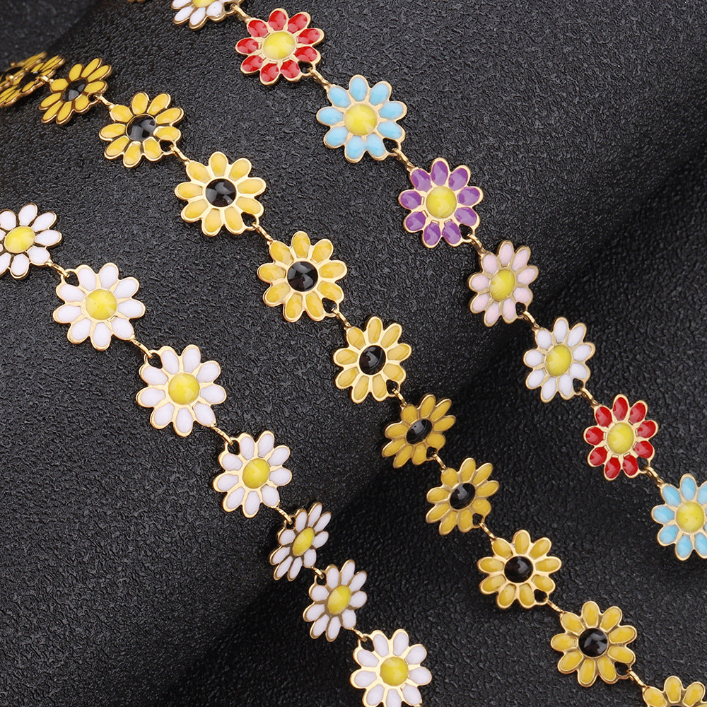 C26 Daisy Enamel Chain-Vacuum Plating Waterproof Stainless steel chain