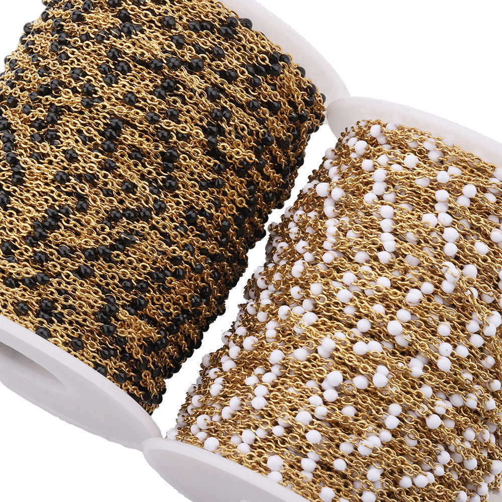 C15 Black and White Enamel Chain-Vacuum Plating Waterproof Stainless steel chain