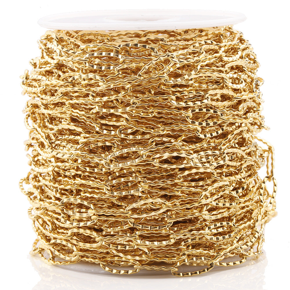 Squashed ripple oval chian-Vacuum Plating Waterproof Stainless steel chain