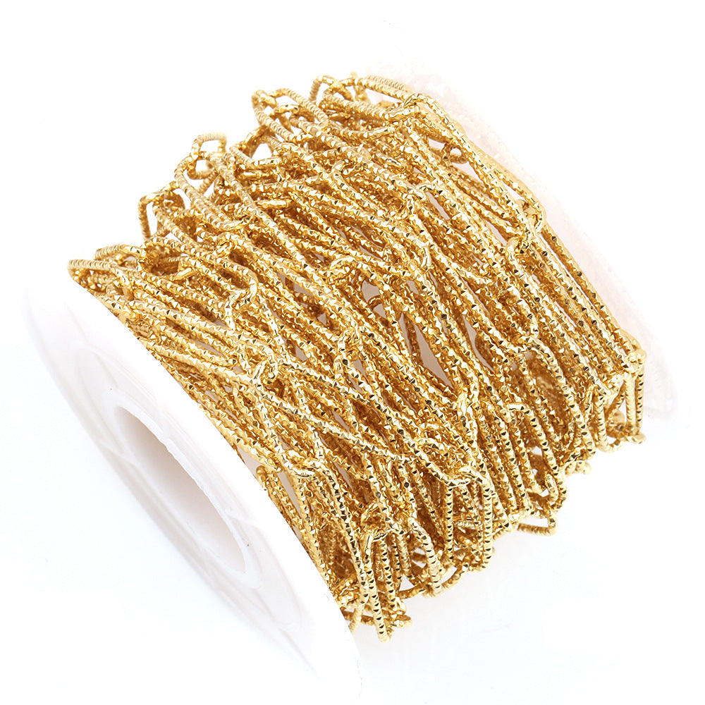 C1365 5mm Ambossed paper clip chian -Vacuum Plating Waterproof Stainless steel chain
