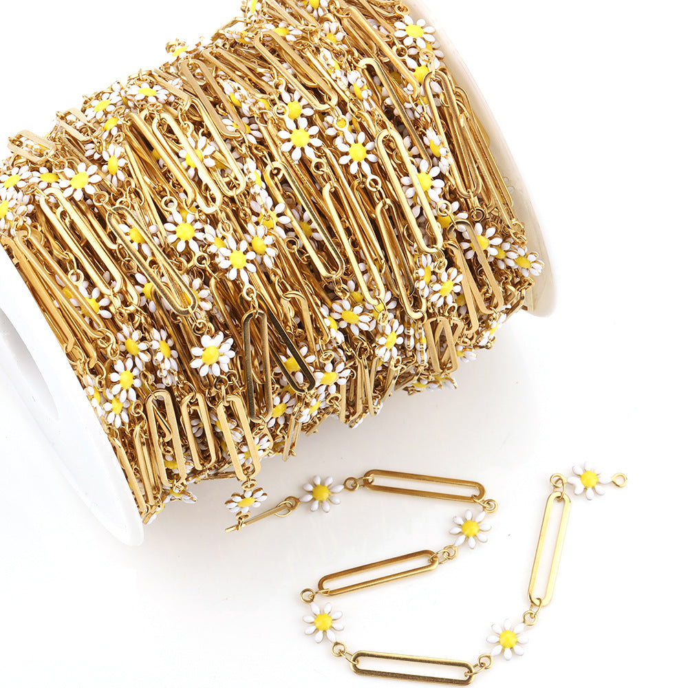 C1290 Daisy Enamel Chain-Vacuum Plating Waterproof Stainless steel chain