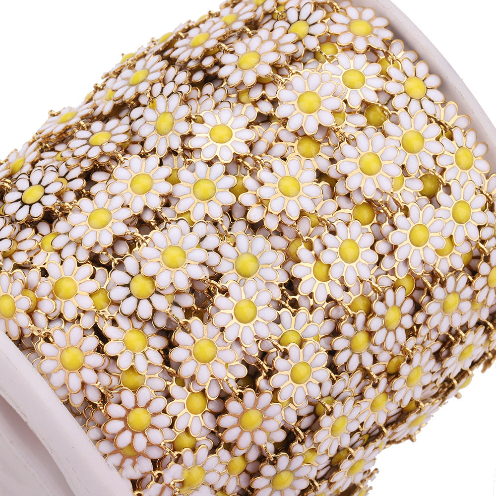 C26 Daisy Enamel Chain-Vacuum Plating Waterproof Stainless steel chain