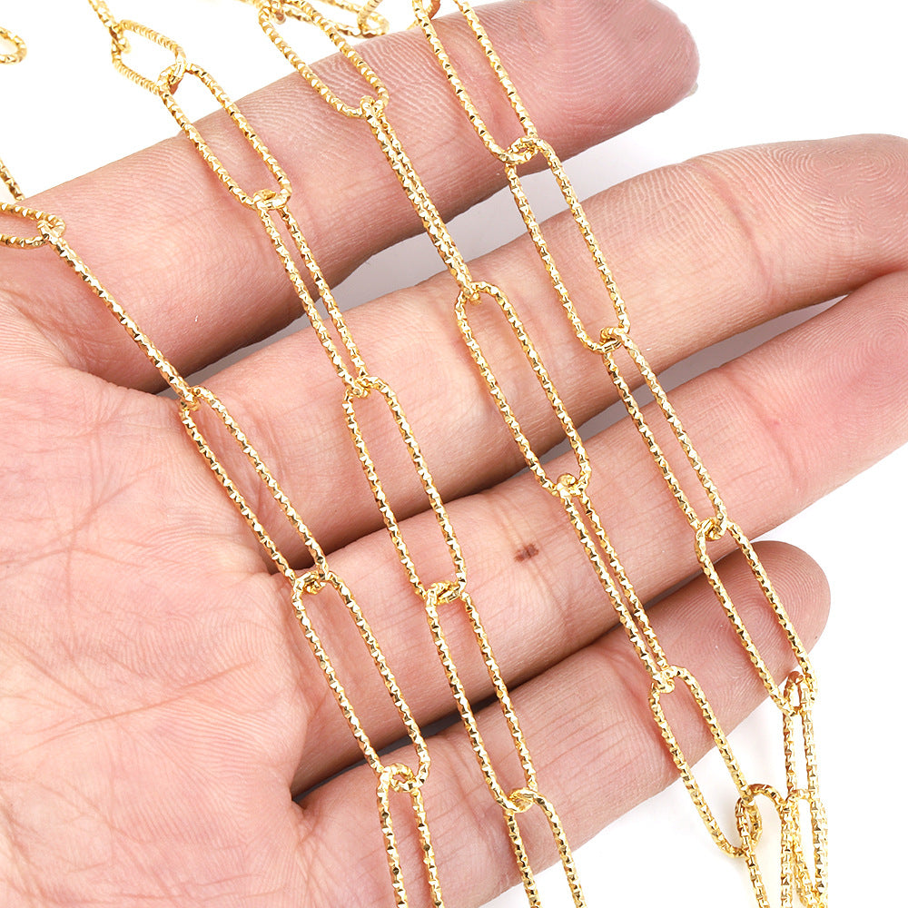 C1365 5mm Ambossed paper clip chian -Vacuum Plating Waterproof Stainless steel chain