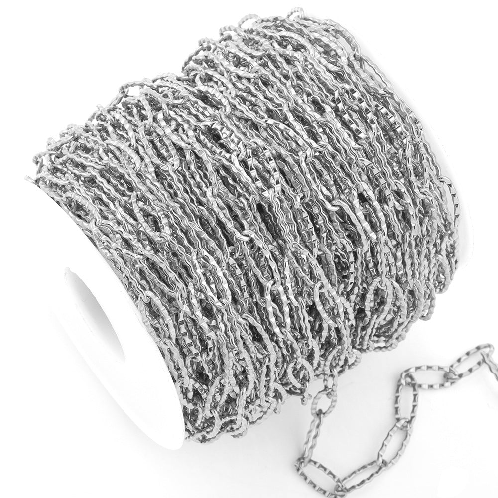 Squashed ripple oval chian-Vacuum Plating Waterproof Stainless steel chain