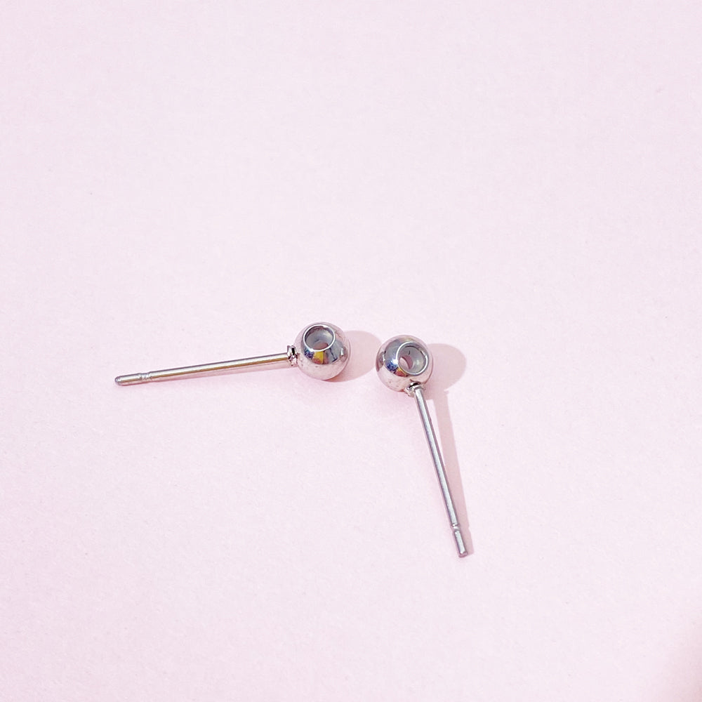 10pcs/pack Stainless steel ear stud with silica