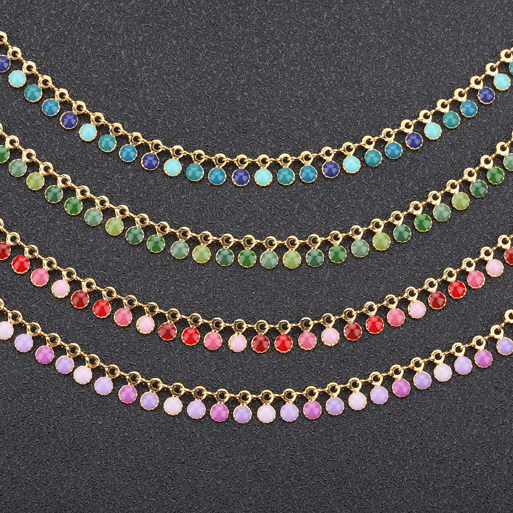 Enamel sequin Tassel Chain