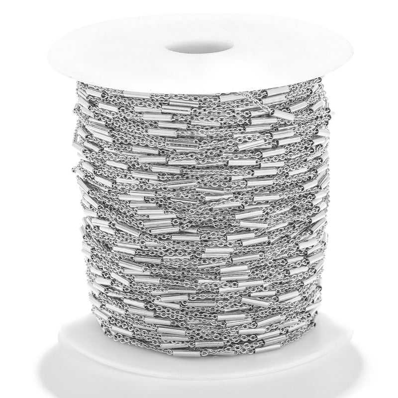 C14 Tube and Cross Chain-Vacuum Plating Waterproof Stainless steel chain