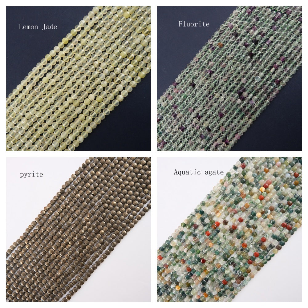 4mm FLAT faceted beads -natural stone beads for DIY jewelry
